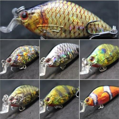 WLure 6.4cm 7g Crankbait RealSkin Painting Tiny Wide Profile Shad Shape Hard Bait High Quality Hook Fake Lure Fishing Lure HC503