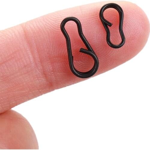 30 PCS Black Carp Fishing Clips Matt Stainless Steel Fishing Snap Interlock Lure Connector Fishing Accessories Snap