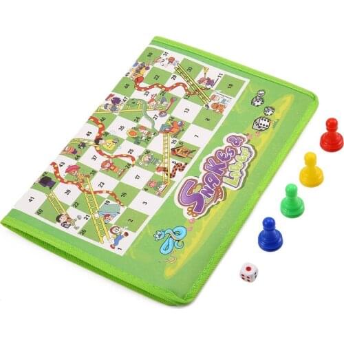 Snake and Ladder Checkerboard Kids Children Portable Flying Chess Ludo Board Family Game Training Game Early Education Toy