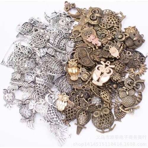 100g/Lot Mixed Animal Pendants Silver Color Random Alloy Owl Charms For DIY Bracelet Necklace Jewelry Making