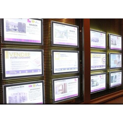12PCS Real Estate Agent Single Sided LED Window Display Cable Hanging Kits Illuminated Acrylic Panel Light Boxes