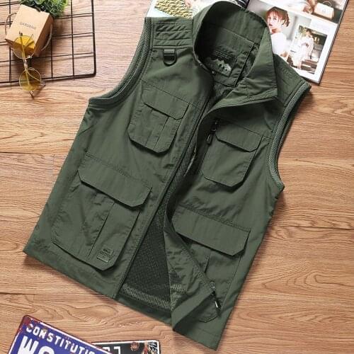 2021 Mens Outdoor Leisure Fishing Photographical Vest Loose Multi-Pocket Tooling Waterproof Vest Icons Vest