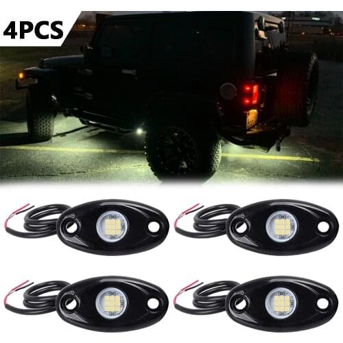 4pcs White LED Rock Light 4Pods Lights For JEEP Off Road Truck Car ATV Under Body