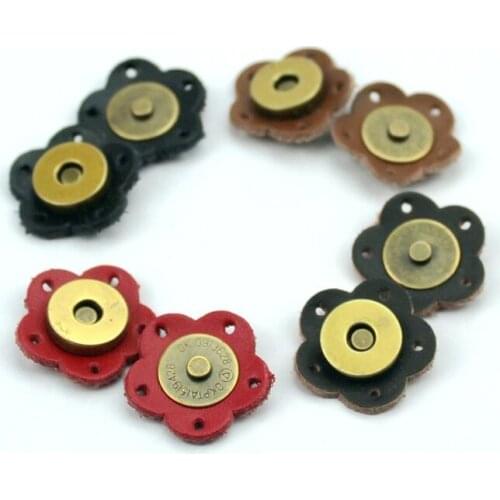 5PCS Bag Magic Buttons Leather Bag Buckle 2.6*2.6cm Flower Handmade Wallet Card Pack Buckles for DIY Handbag Accessories