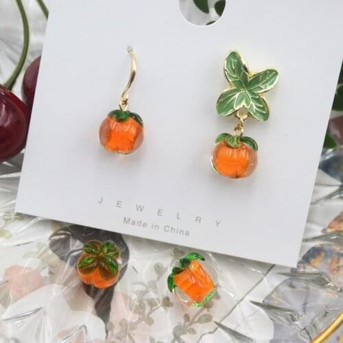 50pcs/lot Small persimmon antique earring accessories DIY leaf earrings perforated beads accessories