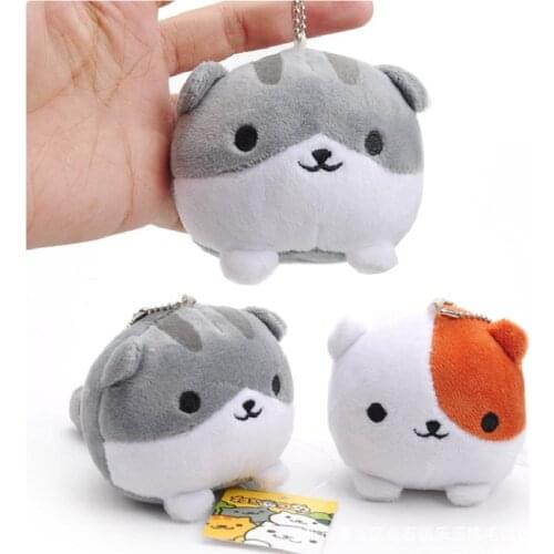 10cm Game Neko Atsume Kutusita Nyanko Mini Cat Plush Pendant Dolls Soft Plush Keychain Keyring Stuffed Pendant Doll Toy