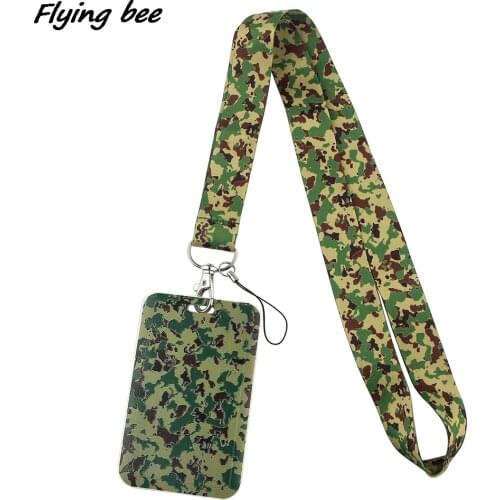Flyingbee Camouflage Style Creative Lanyard Card Holder Soldier Hanging Neck Phone Lanyard Badge Subway Access Card Holder X1592