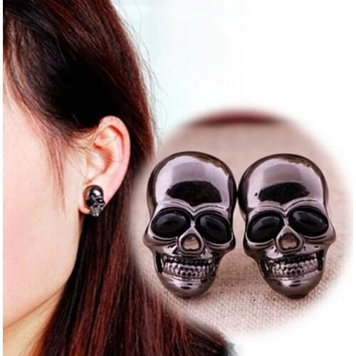 Hot Sell Punk Skull Earrings For Men Boys Cool Jewelry Hip-hop Stud Earrings Vintage Rock Skeleton Earrings