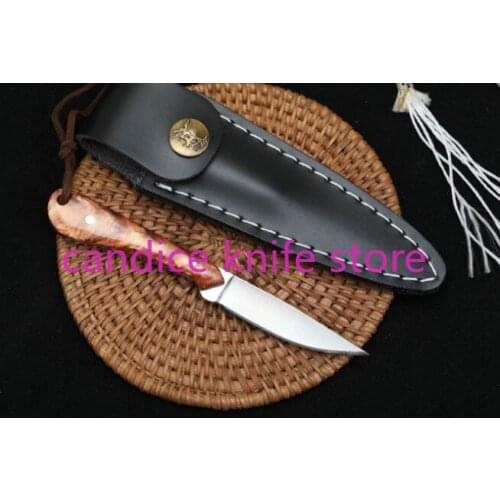 Small Shark Straight Knife 9CR18MOV Fixed Blade Acrylic Handle Camping Tactical Pocket Hunting Fishing Knives EDC Survival Tool