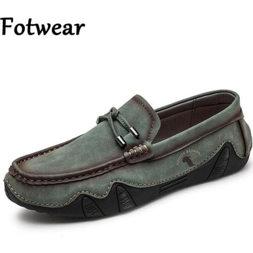 Men Leather Casual Shoes Big Size Slip On Mens Sneakers Non-slip Driving Shoes Designer Handmade Men Loafers Male Flat Moccasins