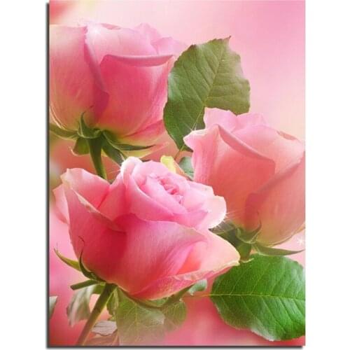 3D Pink Rose 30x40cm Needlework DIY Cross Stitch Sets For Embroidery Kits Cross-Stitching Diamond Painting