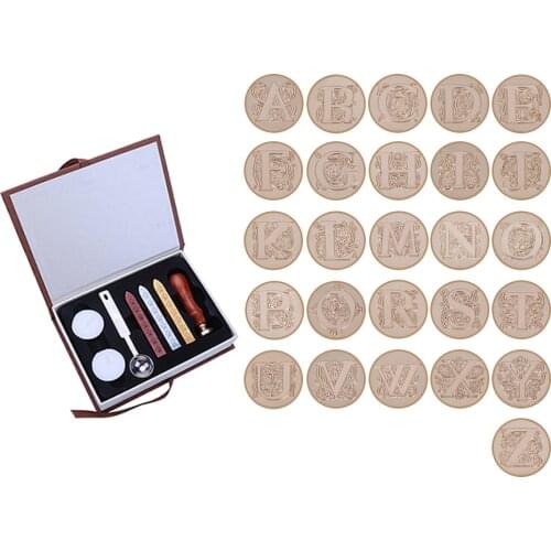 26 Letters Alphabets Metal Sealing Wax Stamps Set 25mm Stamps Wax Seals Delicate Stamps Craft with Gift Box