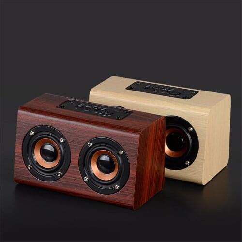 New Listing Retro Wood HIFI 3D Dual Loudspeakers Wooden Bluetooth Wireless Speaker With TF Card/AUX Bass Sound Mini Speaker