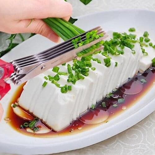 Creative Multifunctional 5 Layers Kitchen scissor Shredded Chopped Scallion Cutter Herb Laver Spices Cook Tool cut