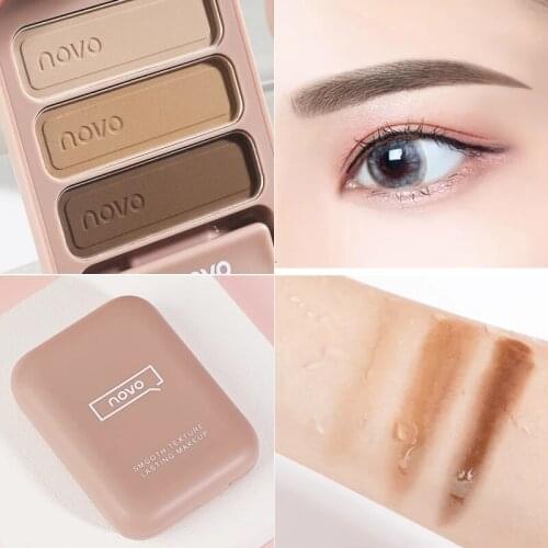 NOVO Eyebrow Natural Three Color Makeup Palette Sweat-Proof Long-Wearing Cosmetics Fine Not Take Off Woman Eye Makeup