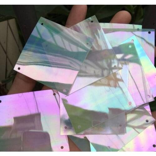 Plated white sequins 50*50mm square 4 hole bright film wedding site layout sequins