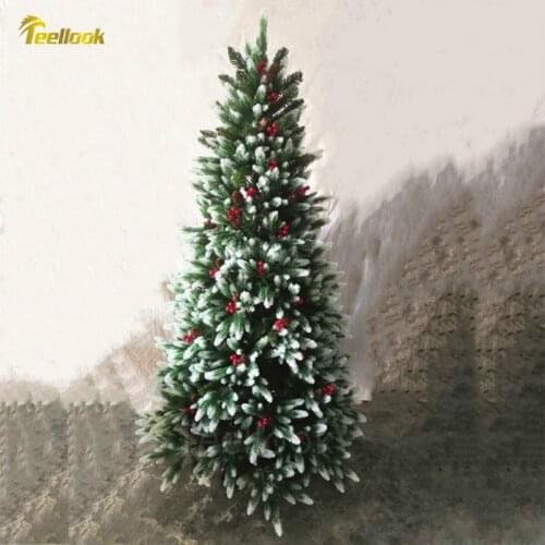 Teellook 1.2m/3.6m Mixed PE+PVC Luminous Pine Cone Red Christmas Tree Christmas Hotel Shopping Mall Decoration