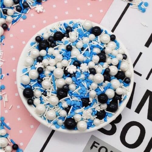 Edible Colorful White Blue Black Pearlescent Sugar Beads Cake Decoration Fondant DIY Pearl Ball Cake Sprinkles