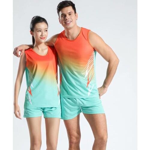 Mens Tracksuit Quick dry Men Women Jogging Suit Exercise Sports Clothing Marathon Vest+Shorts Running Sets Track and Field