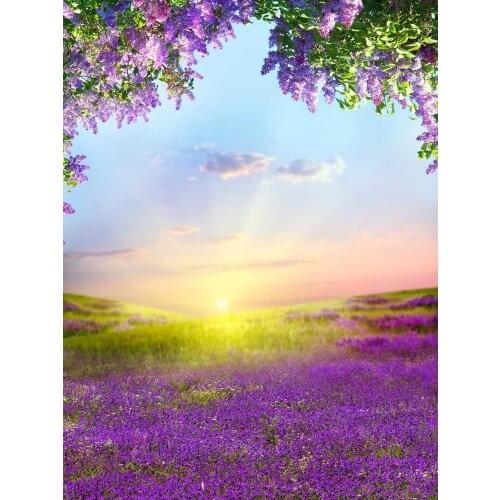 Spring newborns photo backgrounds vinyl shining lavender field photography backdrops for photographer studio accessories S-1788