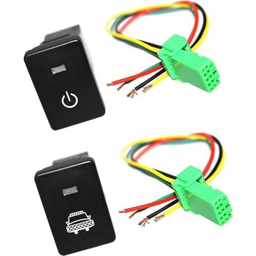 Power Switch & Headlight On-Off Push Switch White LED For Toyota Sequoia Highlander 2008-ON