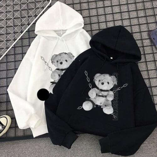 Harajuku Dark Hoodies Printed Women Japanese Gothic Sweatshirts Female Casual Vintage Oversized Punk Fun Hip Hop Long Sleeve Top