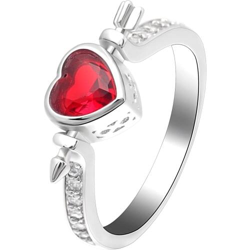 Hot Sale 2019 Women Romantic Rings Silver Color Crystal Love Heart Shaped Ring Bridal Wedding Engagement Jewelry Free Shipping