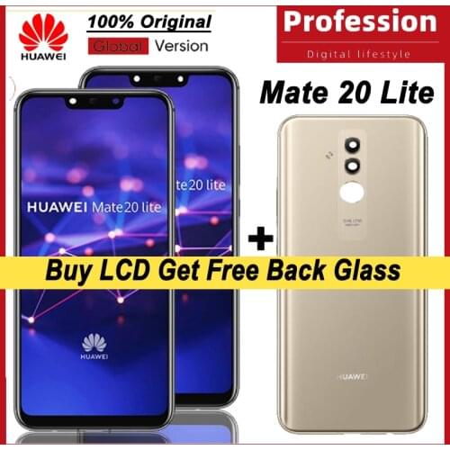 100% Original 6.3'' IPS Display with Frame for Huawei Mate 20 Lite LCD Touch Screen Digitizer Repair Parts + Back Glass