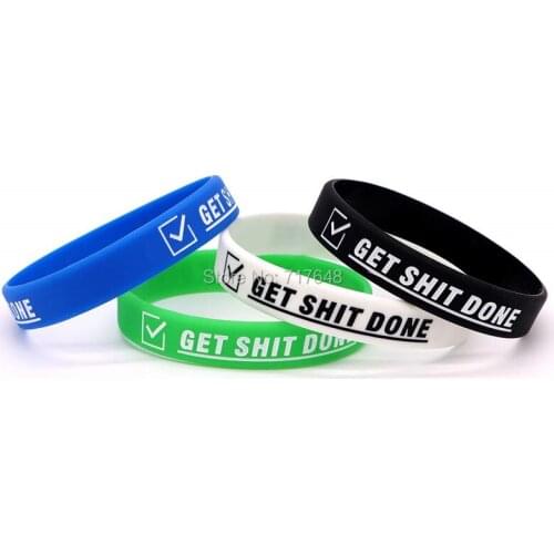 100pcs Inspirational Quote Get Shit Done wristband silicone bracelets free shipping by epacket A