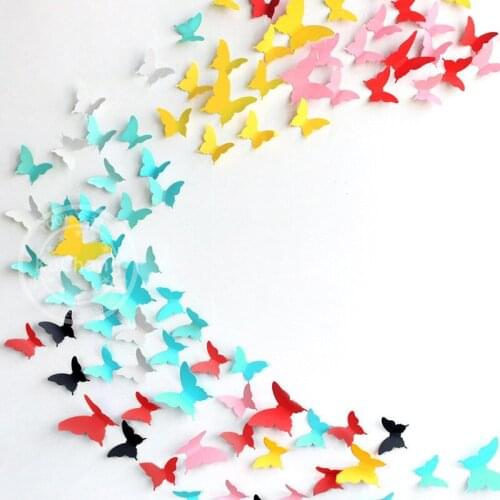12Pcs Macaron Butterfly Wall Stickers Background Wall Decoration Childrens Room Living Room Home Party Decoration Supplies