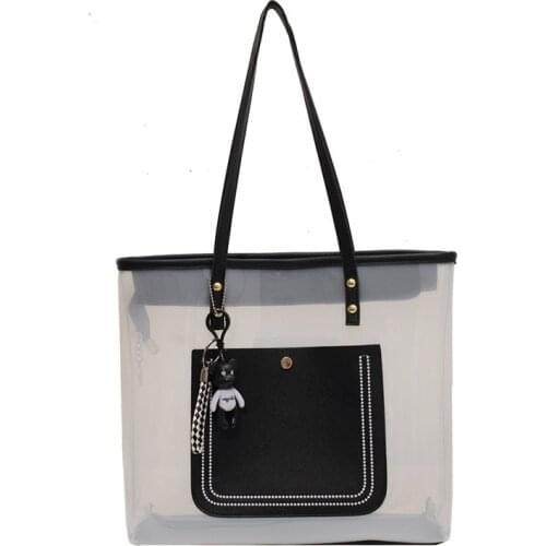2021 Fashion Summer Transparent Women Handbag Luxury Designer Clear PVC Beach Tote Bags Large Female Shoulder Bag