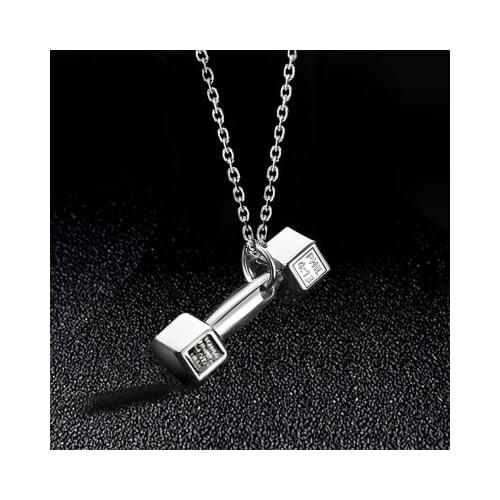 2021 new gym dumbbell pendant necklace bodybuilding necklace men and women sports barbell dumbbell gift holiday gift