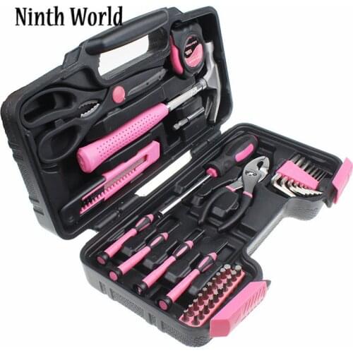 39Pcs Hand Tool Set General Household Home Repair Tool Kit with Plastic Toolbox Storage Case Hammer Plier Screwdriver Knife