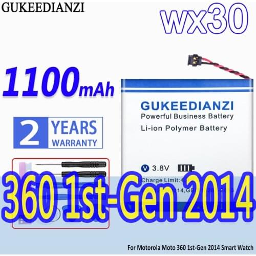 High Capacity GUKEEDIANZI Battery wx30 1100mAh for Motorola Moto 360 moto360 1st 1st-Gen 2014 Smart Watch