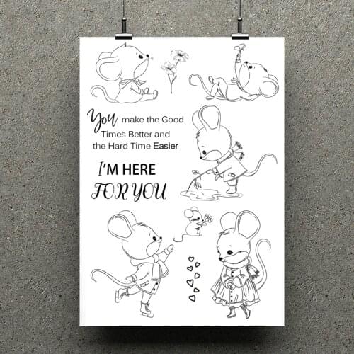 AZSG Mouse / Flower / Heart Clear Stamps For Scrapbooking DIY Clip Art /Card Making Decoration Stamps Crafts