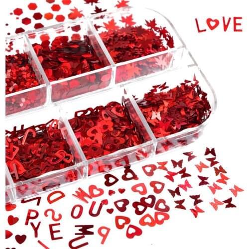 Butterfly Holographic Nail Art Glitter Sequins Maple Leaf Heart Various Shapes 3D Flakes Slice Spangle Decals Nail Decorations