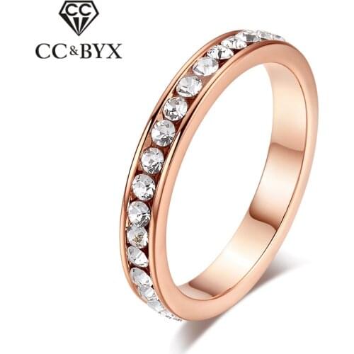 CC Jewelry Fashion Jewelry Rings For Women Rose Gold Color Simple Design Bride Wedding Ring Engagement Accessories Bijoux CC1037