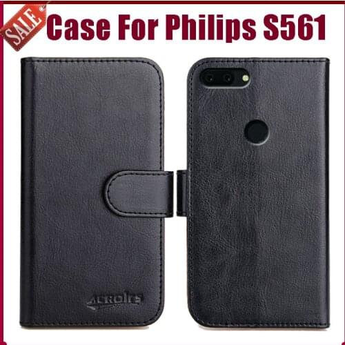 Flip Soft Leather Case For Philips S561 Case 5.45" 6 Colors Phone Wallet Cover Stand Function Credit Card Slots