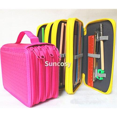 72 Slots Pencil Holder Organizer 4-layer Empty Colored Pencil Case Students Pen Pouch Bag Stationary Box with Zipper
