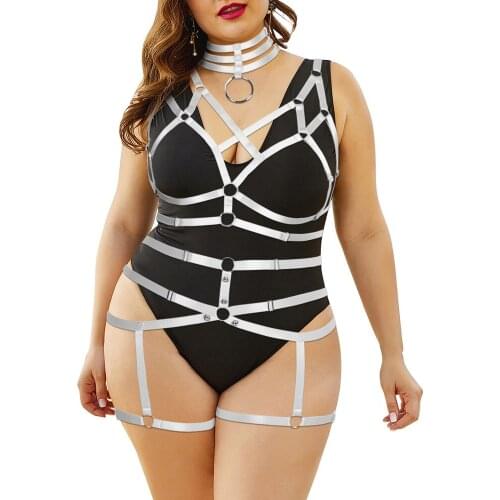 Exotic Costumes Harness Plump Garter Belts Womens Underwear Set Gothic Bondage Straps Stocking Sexy Lingerie Erotic Plus Size
