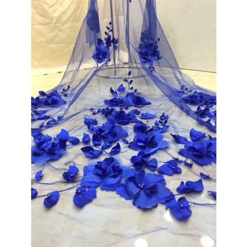 BZL-10129 new 5yards/bag best quality 3d embroidery tulle mesh lace with beads for sawing bridal wedding dress