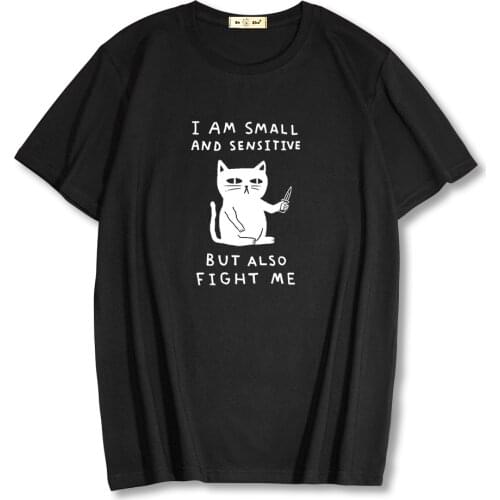 Summer loose 100% cotton men T shirt casual short sleeve cat print men tshirt Tops Unisex summer Mens women clothing tee shirts