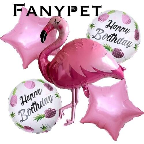 1Set Hawaiian Party Flamingo Foil Balloons Large Helium Globos Birthday Party Decor Kids Baby Shower Tropical Summer Supplies