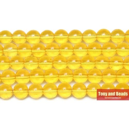 Smooth Yellow Glass Loose Beads 15" Strand 6 8 10 MM Pick Size For Jewelry Making