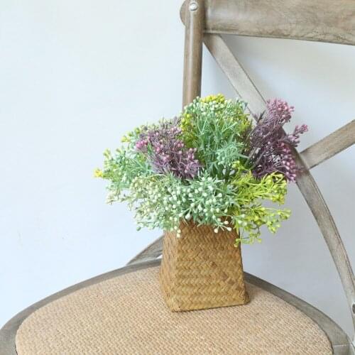 10Pcs Artificial Flower 6 Heads of Chrysanthemum Fruit Branch Grass Accessories Wedding Home Decor Christmas Berry Fake Flowers