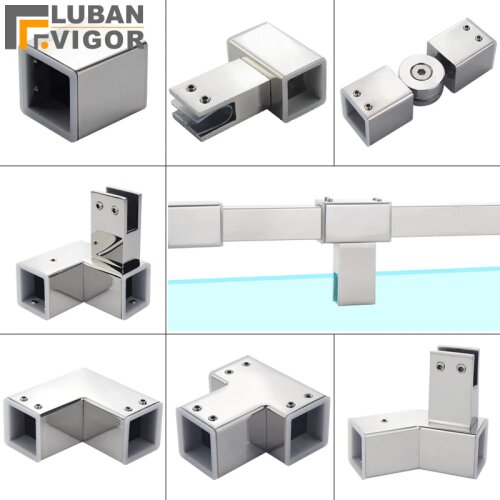 Beautiful,304 stainless steel 25X25mm tube connector,Shower room glass clamp,Shower rod Flange Corner Hanging clip,accessories
