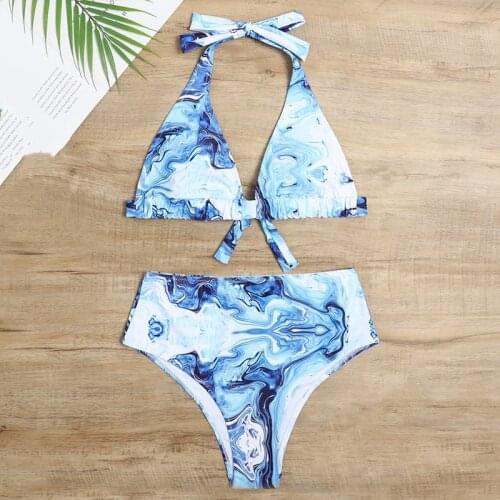 Bikini Swimsuit Women Swimwear 2021 High-end Fashion Beautiful Plus Size Set Halter Bather Suit Swim High Waist Split