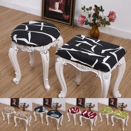 Print Square Round Stool Chair Cover Elastic Dressing Table Make Up Chair Slipcover for Bedroom Living Room Furniture Protector
