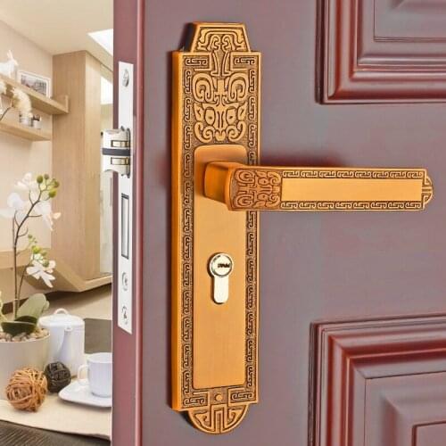 European interior bedroom door lock mechanical door lock household mute solid wood door handle