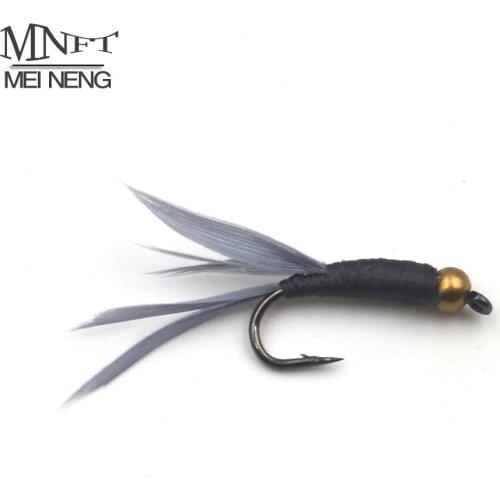 MNFT 10Pcs/lot 9# Beadhead Black Body Nymph Fly Trout Fly Fishing Baits Lures